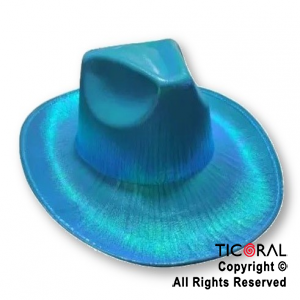 SOMBRERO COWBOY TORNASOLADO CELESTE x 1